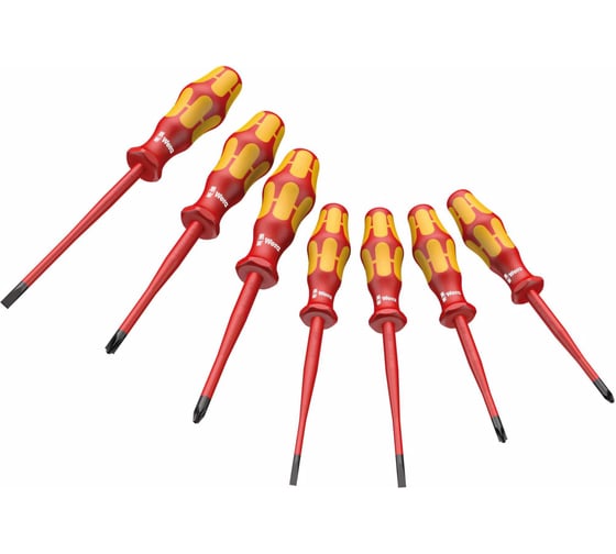 Набор VDE отверток WERA 160 iSS/7 Kraftform Plus Серия 100 с зауженным стержнем, 7 пр. WE-135961