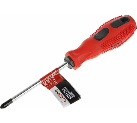 Крестовая отвертка LOM PH2 х 75 мм, обработка полировка, обрезиненная рукоятка 1858791