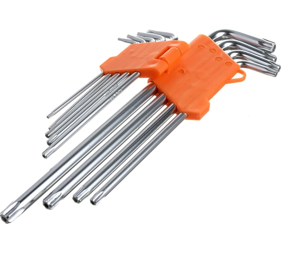 Набор Г-образных ключей TORX АвтоDело T10-T50 длинные с отверстием 9 предметов 39156 14641