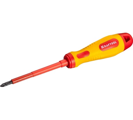 Отвертка KRAFTOOL высоковольтная, Cr-Mo-V стержень, двухкомп. маслобензостойкая рукоятка, PH №2, 100мм 250084-2-100