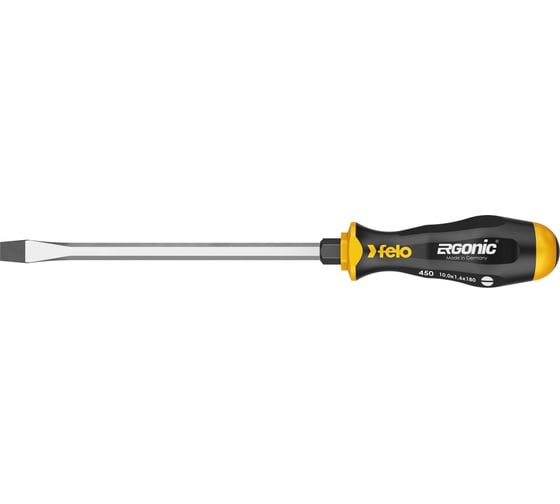 Плоская шлицевая ударная отвертка Felo Ergonic 10,0X1,6X180 45010040
