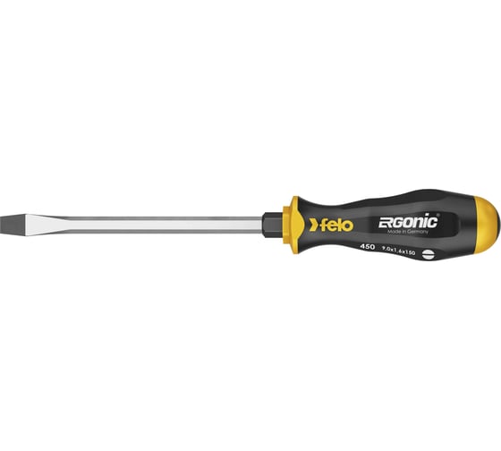Плоская шлицевая ударная отвертка Felo Ergonic 9,0X1,6X150 45009040 1