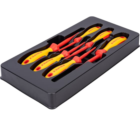 Набор отвёрток KNIPEX VDE, тонкие, 6 предметов, SL2.5/4, PlusMinus PH/S PZ/S 1/2 KN-002012V05