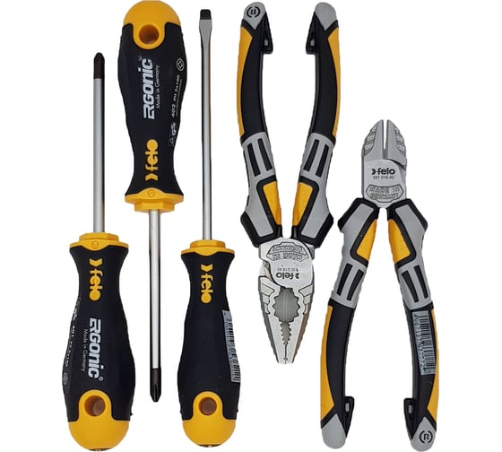 Набор отверток Felo Ergonic SL, PH, PZ с бокорезами и пассатижами, в сумке 40090504
