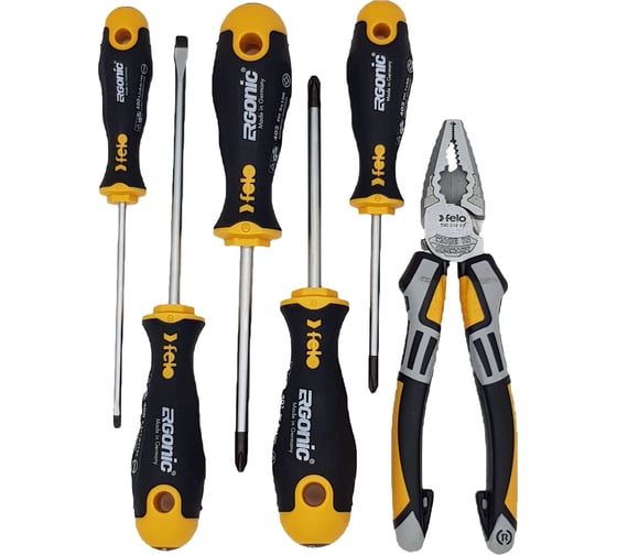 Набор отверток Felo Ergonic SL, PH, PZ с плоскогубцами 180 мм, в сумке 40096604