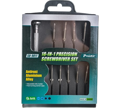 Часовая отвертка со сменными битами ProsKit SD-9811 9 двухсторонних бит С00034881