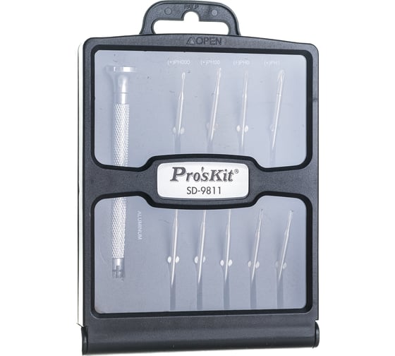 Часовая отвертка со сменными битами ProsKit SD-9811 9 двухсторонних бит С00034881
