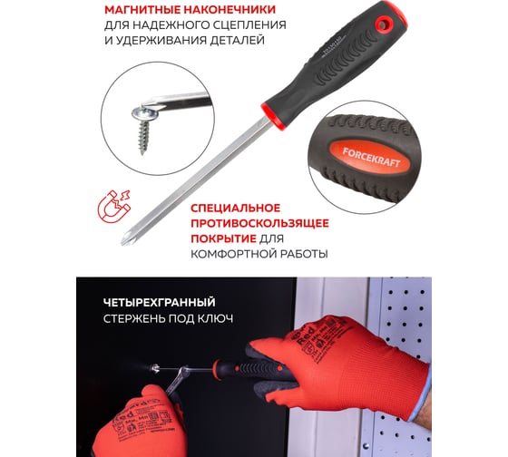 Набор магнитных отвёрток Forcekraft S2, 8 предметов FK-2084(28200)