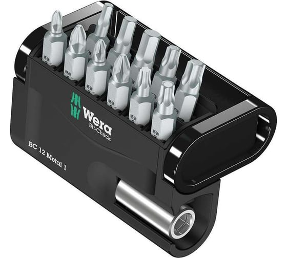 Набор с битами 1/4 и битодержателем WERA Bit-Check 12 Metal 1 12 предметов WE-057424 1
