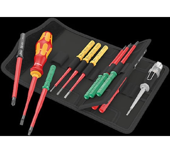 Набор бит с битодержателем WERA Kraftform Kompakt VDE 16 extra slim 1 Tool Finder 1x9x98; PH1x157; PH2x157; PZ1x157; PZ2x157; 1x1x157; 1x2x157; TX1 WE-006608 1