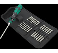 Набор бит WERA 89 мм с отверткой-битодержателем с функцией трещотки, с патроном Rapidaptor, 15 предметов, 1/4" E6.3 WE-051061