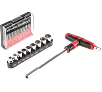 Отвертка HAMMER Flex 601-027 с набором бит и головок 19 шт. Т-образная рукоятка, CRV 400834
