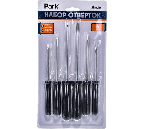 Набор отверток Park 6 шт пластиковые рукоятки серия Simple 008360