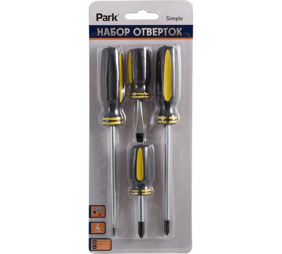 Набор отверток PARK 4 шт пластиковые рукоятки серия Simple 00 8361
