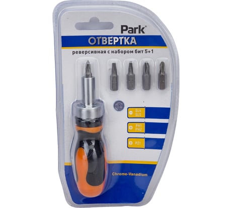 Отвертка Park реверсивная с набором бит 5+1 OTV07NB 356207