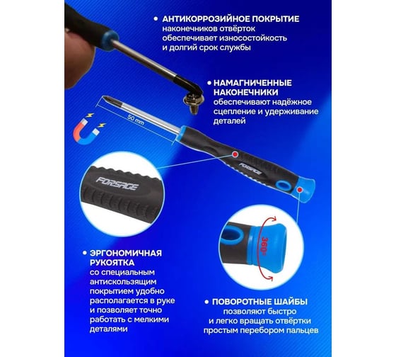 Набор отверток ювелирных с пинцетами Forsage 14предметов, в пластиковом держателе F-2146(19528)