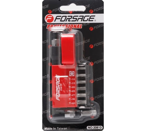 Набор бит-TORX с Г-образным битодержателем Forsage 1/4" 8 предметов F-2081D(9479)