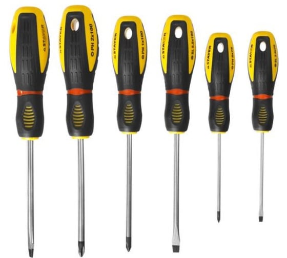Отвертки Stayer PROTech PROFESSIONAL Cr-Mo, эргономичная двухкомпонентная рукоятка, 6шт 25133-H6_z03