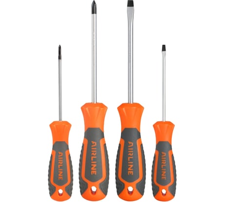 Набор отвёрток Airline SL3x75 мм, SL5x100 мм, PH0x75 мм, PH1x100 мм, блистер, 4 предмета ATAU036