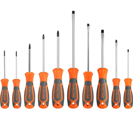 Набор отвёрток Airline SL3-SL6, PH0-PH1, PZ0-PZ2, блистер, 10 предметов ATAU039