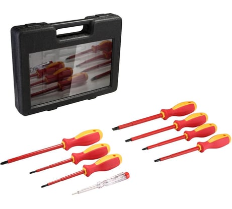 Набор диэлектрических отверток с индикатором напряжения DEKO HT04, 8 шт 065-0553