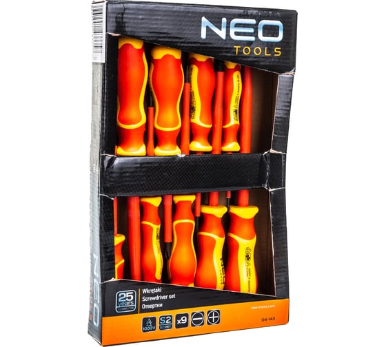 Набор отверток NEO Tools 1000 В, 9 шт 04-143