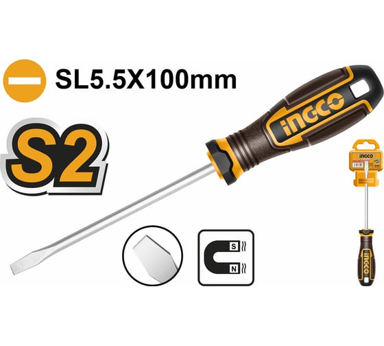 Oтвëртка плоская INGCO SUPER INDUSTRIAL SL5.5x100мм S2 HSDSL5100