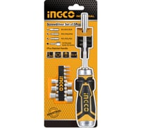 Отвертка с битами INGCO трещоточная, 15 в 1 AKISD1508