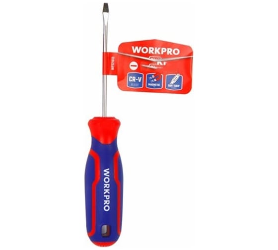 Отвертка с магнитным наконечником WORKPRO SL 4x100мм CR-V WP221014