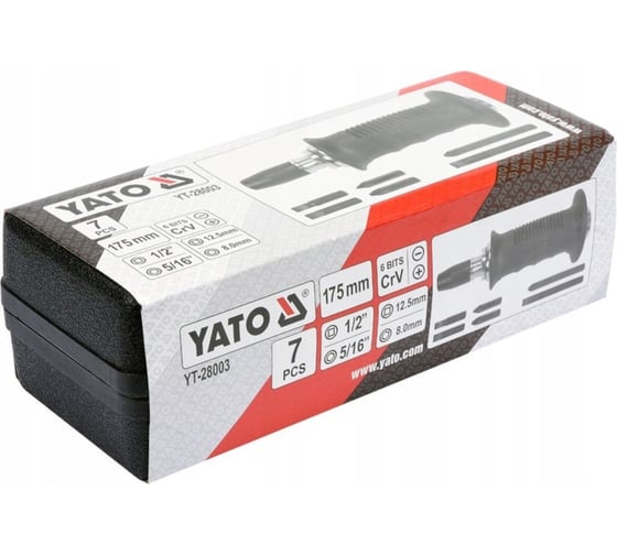 Ударная отвертка YATO с битами 7 предметов пластиковая ручка YT-28003