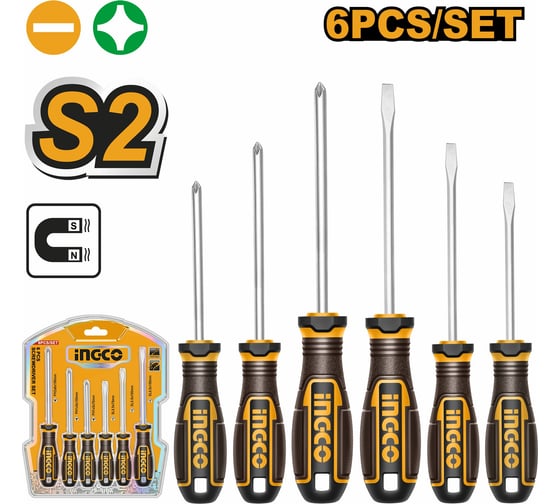 Набор отвëрток INGCO 6 шт S2 SUPER INDUSTRIAL HKSDS0628