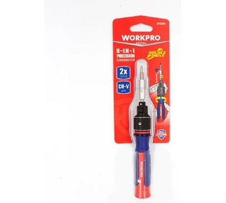 Прецизионная отвертка WORKPRO 9-В-1 с двойным приводом WP221070