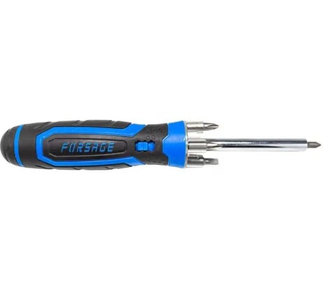 Универсальная реверсивная отвертка с подсветкой Forsage 4LED и комплектом бит, L-250мм, в блистере F-303854(16832)