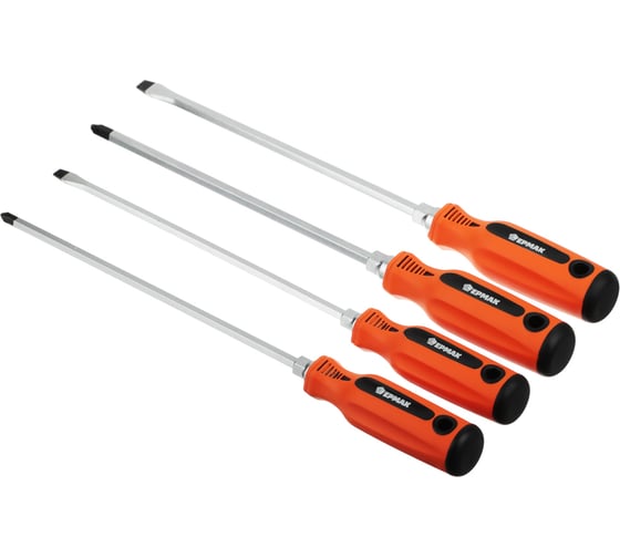 Набор усиленных отверток ЕРМАК 4шт SL 6*250; 8*250/ PH2*250;PH3*250 651-233