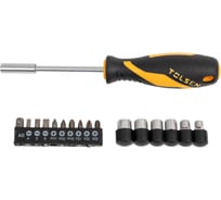 Отвертка с головками и битами TOLSEN 1/4" 25 мм, переходник, 17 пр 20045