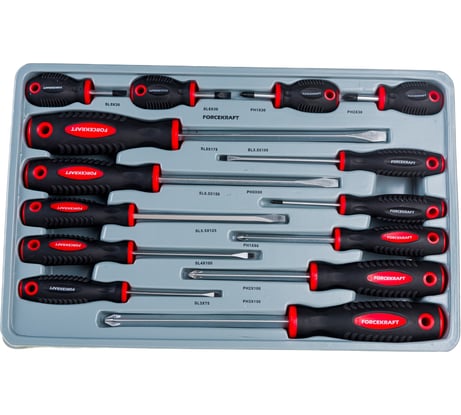 Набор отверток FORCEKRAFT магнитные, Profi, S2, 14пр. FK-2142(28202)