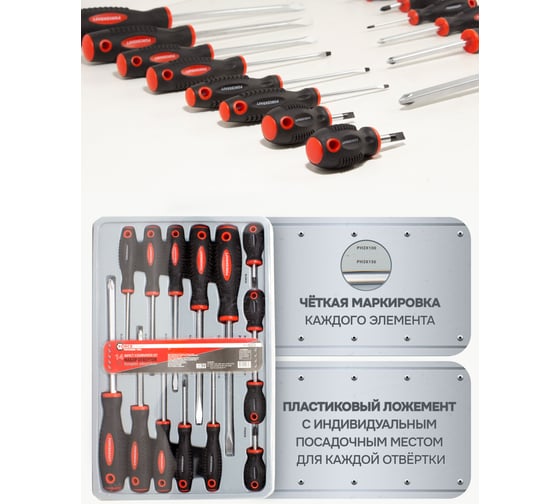 Набор отверток FORCEKRAFT магнитные, Profi, S2, 14пр. FK-2142(28202)