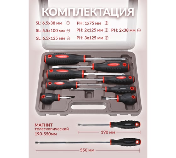 Набор магнитных отверток Forcekraft Profi 8пр. в кейсе FK-7008A(27162)