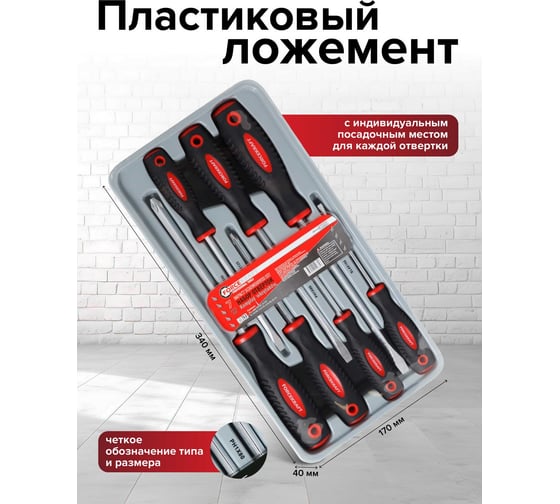 Набор отверток FORCEKRAFT магнитные, Profi, S2, 7пр, в лотке FK-20713(28203)