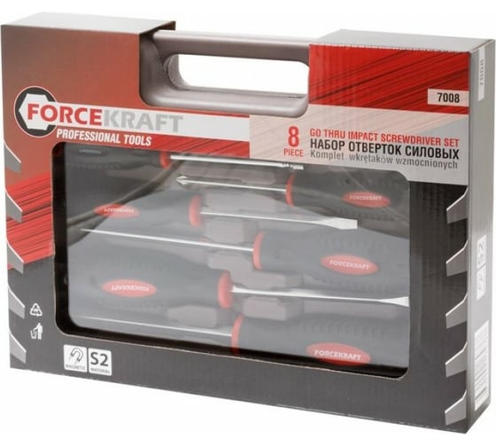 Набор отверток FORCEKRAFT силовые, магнитные, Profi, 8пр. в кейсе FK-7008(26895)