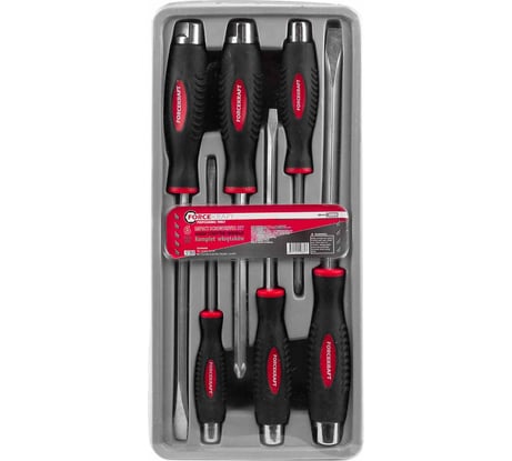 Набор отверток FORCEKRAFT силовые, магнитные, Profi, S2, 6пр. в лотке FK-2069(28199)