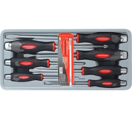 Набор отверток Forcekraft силовые, магнитные, Profi, S2, 7пр. в лотке FK-20714(28204)