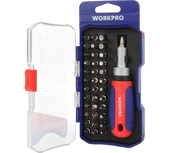 Отвертка трещоточная WORKPRO набор 38 предметов WP200517