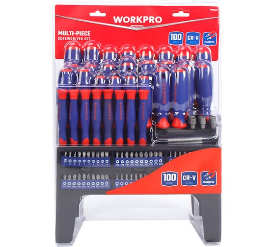 Набор отверток и бит WORKPRO 100 шт. с подставкой PRO WP200507