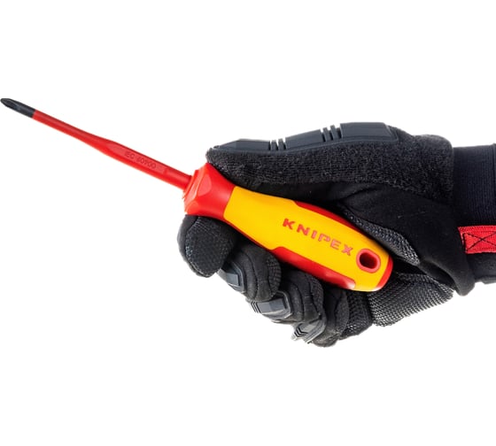 Крестовая отвертка KNIPEX PH2 тонкая, VDE, длина лез 100 мм, L-212 мм KN-982402SL