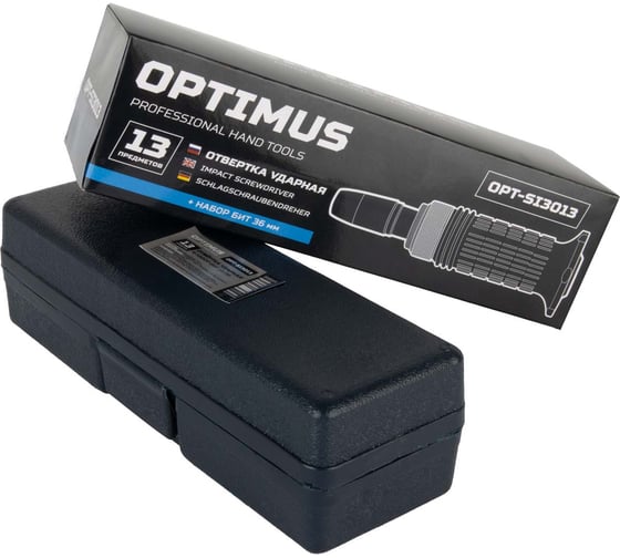 Ударная отвертка с набором бит Optimus 13 предметов OPT-SI3013