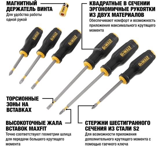 Набор отверток DEWALT 6 шт DWHT0-62056