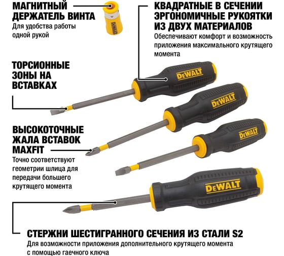 Набор отверток DEWALT 4 шт DWHT62054-0