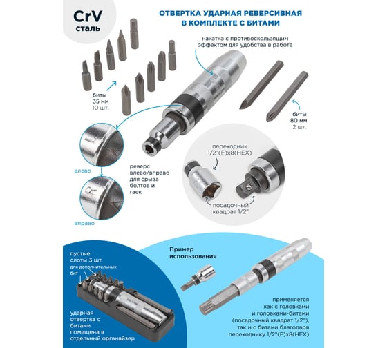 Набор отверток и бит Forsage 119 предметов в ложементе F-K21192(51385)