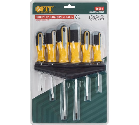 Отвертки FIT Старт, CrV сталь, набор 6 шт 56032